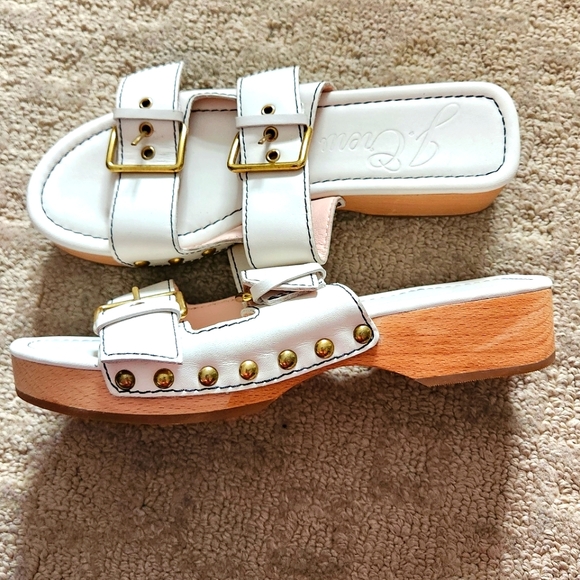 J. Crew Shoes - J CREW Real Leather Double Strap Wood Clog Mule Sandal 6.5 boho hippie festival